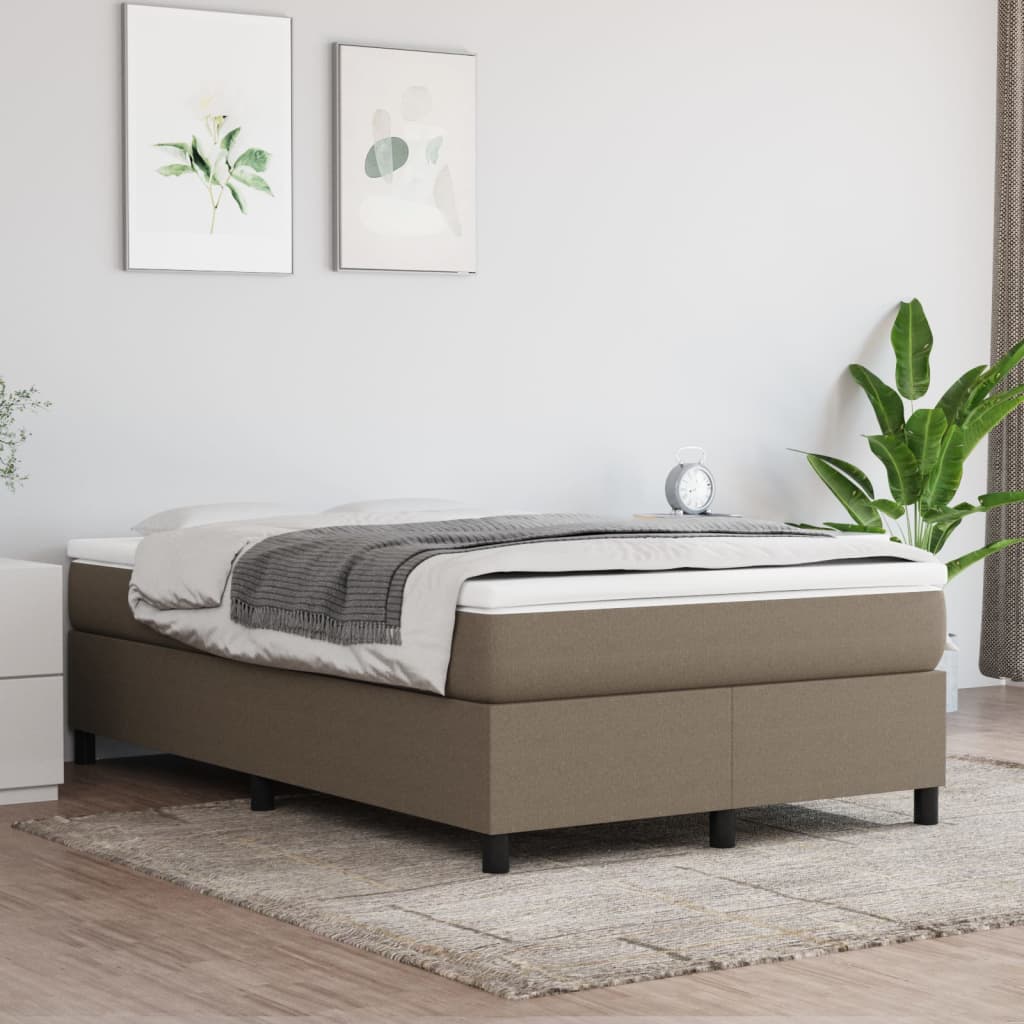 Estrutura de cama com molas sem colchão 120x200 cm tecido cinza-acastanhado