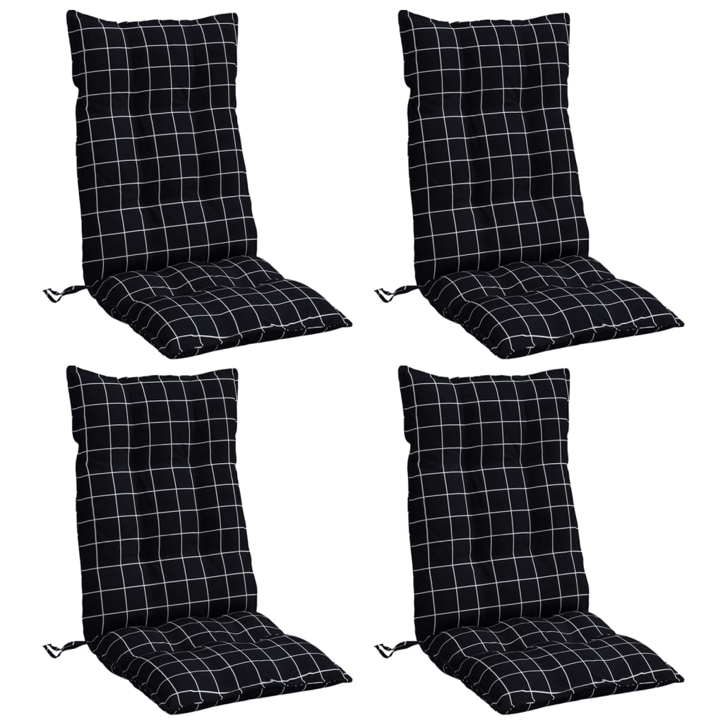 Almofadões cadeira encosto alto 4pcs tecido oxford xadrez preto