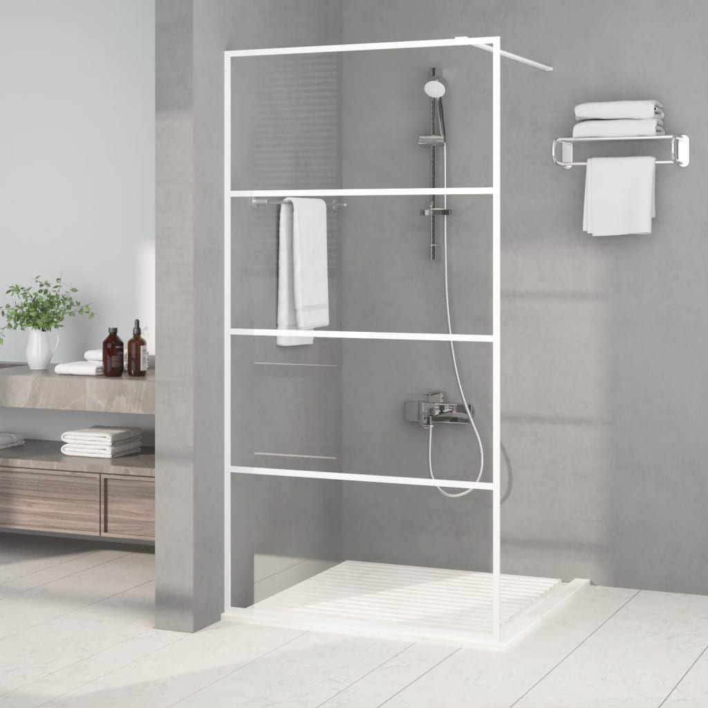 Divisória de chuveiro branco 100x195 cm vidro esg transparente