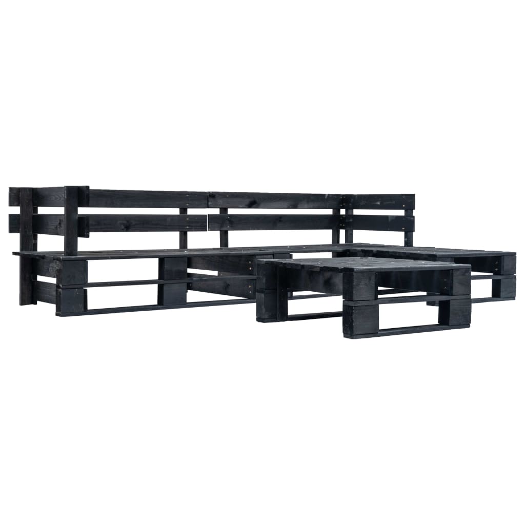 Sofás de paletes jardim 4 pcs almofadões cinzentos madeira