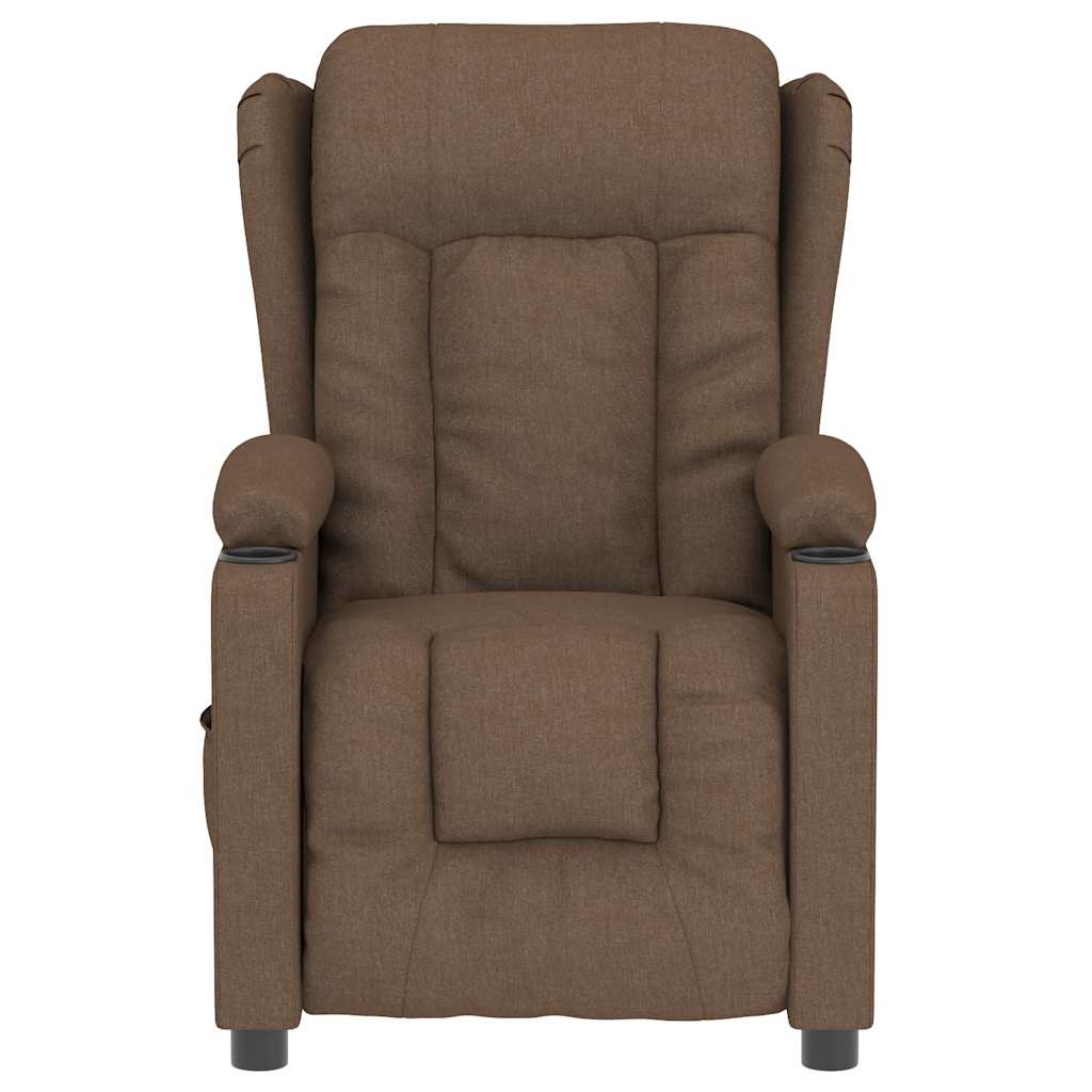 Poltrona de massagens elétrica reclinável tecido castanho