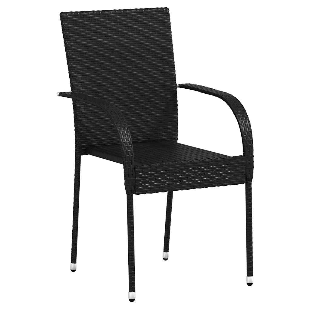 Cadeiras de exterior empilháveis 6 pcs vime PE preto
