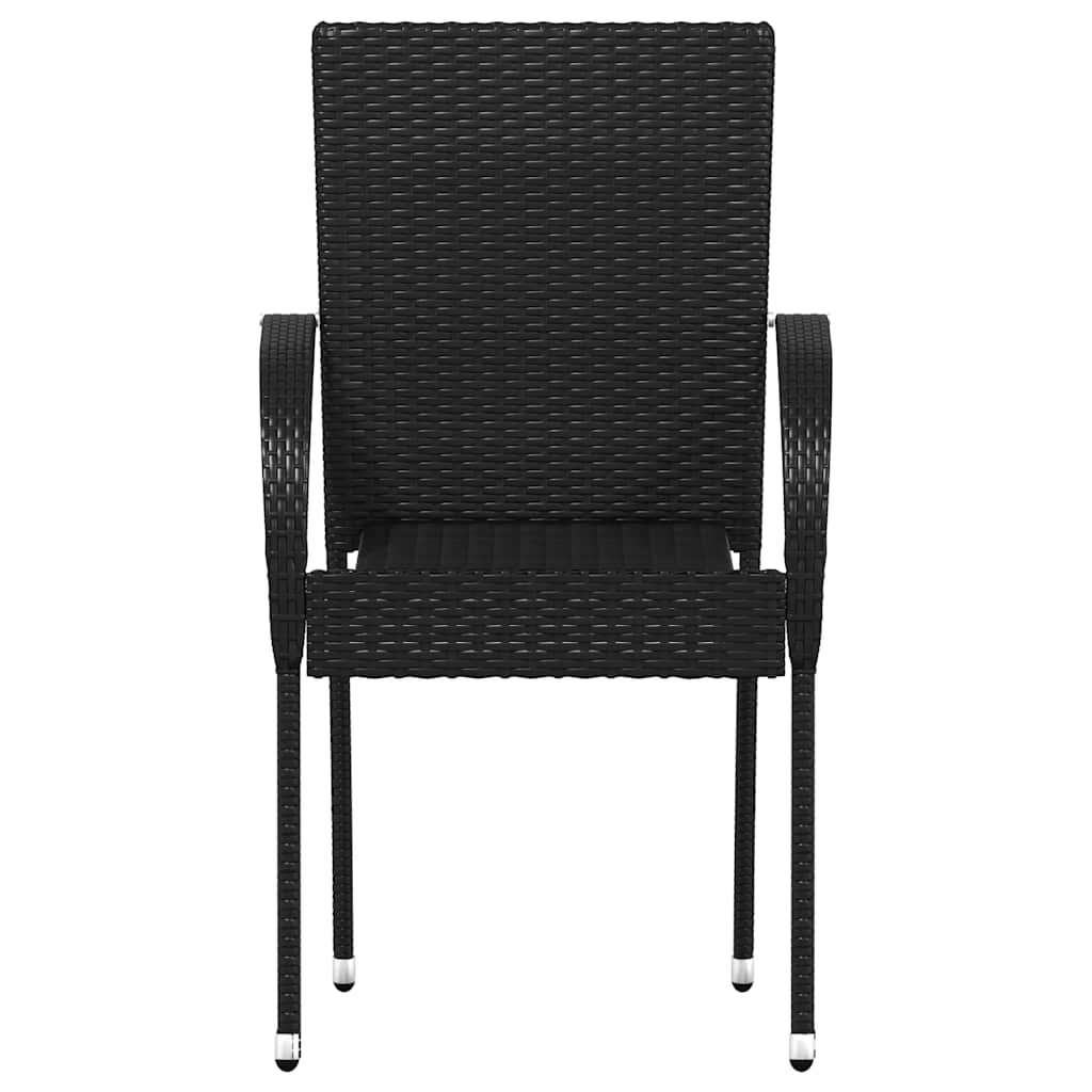 Cadeiras de exterior empilháveis 6 pcs vime PE preto