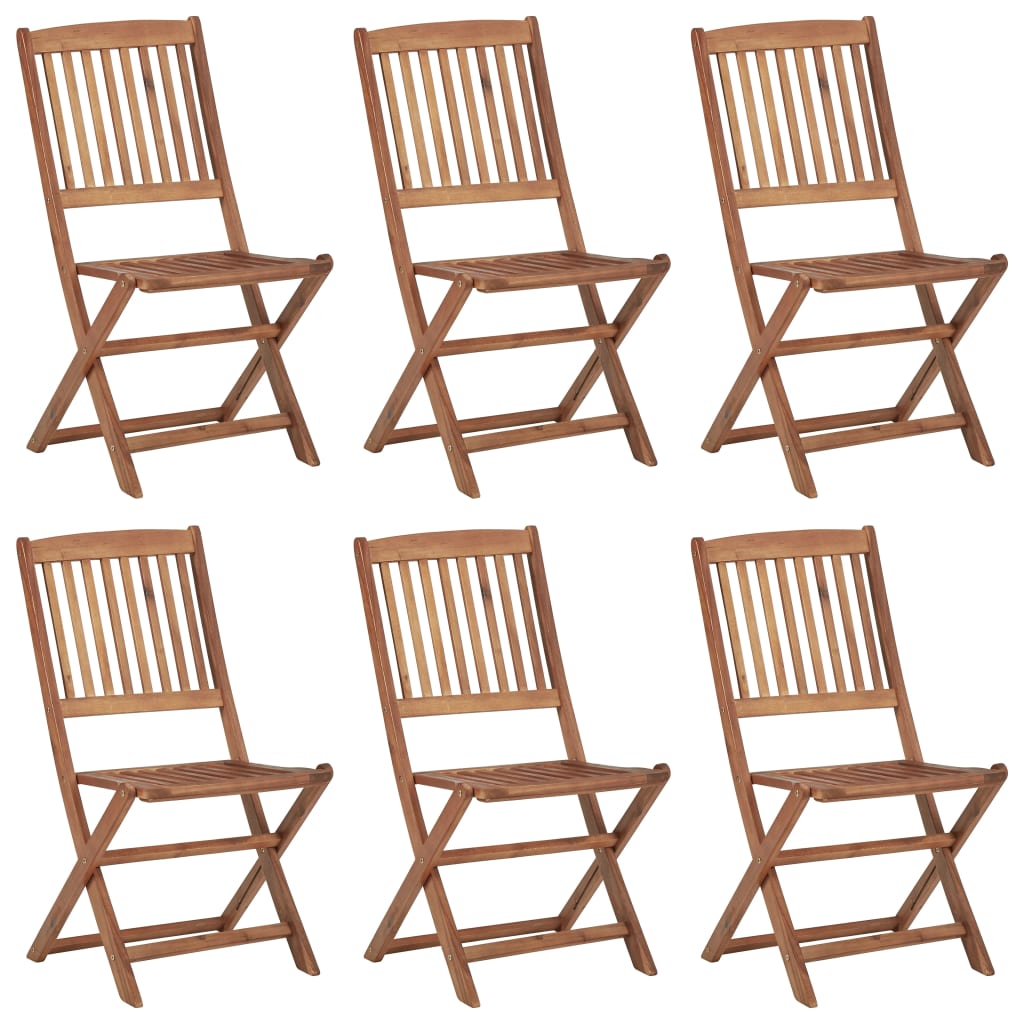 Cadeiras de jardim dobráveis c/ almofadões 6 pcs acácia maciça