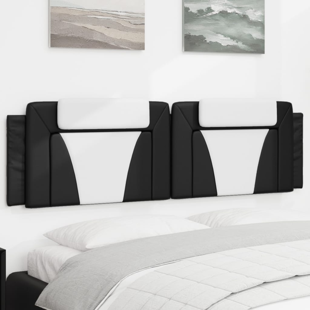 Almofadão de cabeceira viana 183 cm couro artificial preto e branco