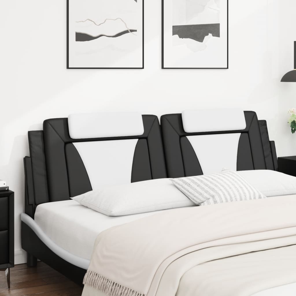 Almofadão de cabeceira viana 183 cm couro artificial preto e branco