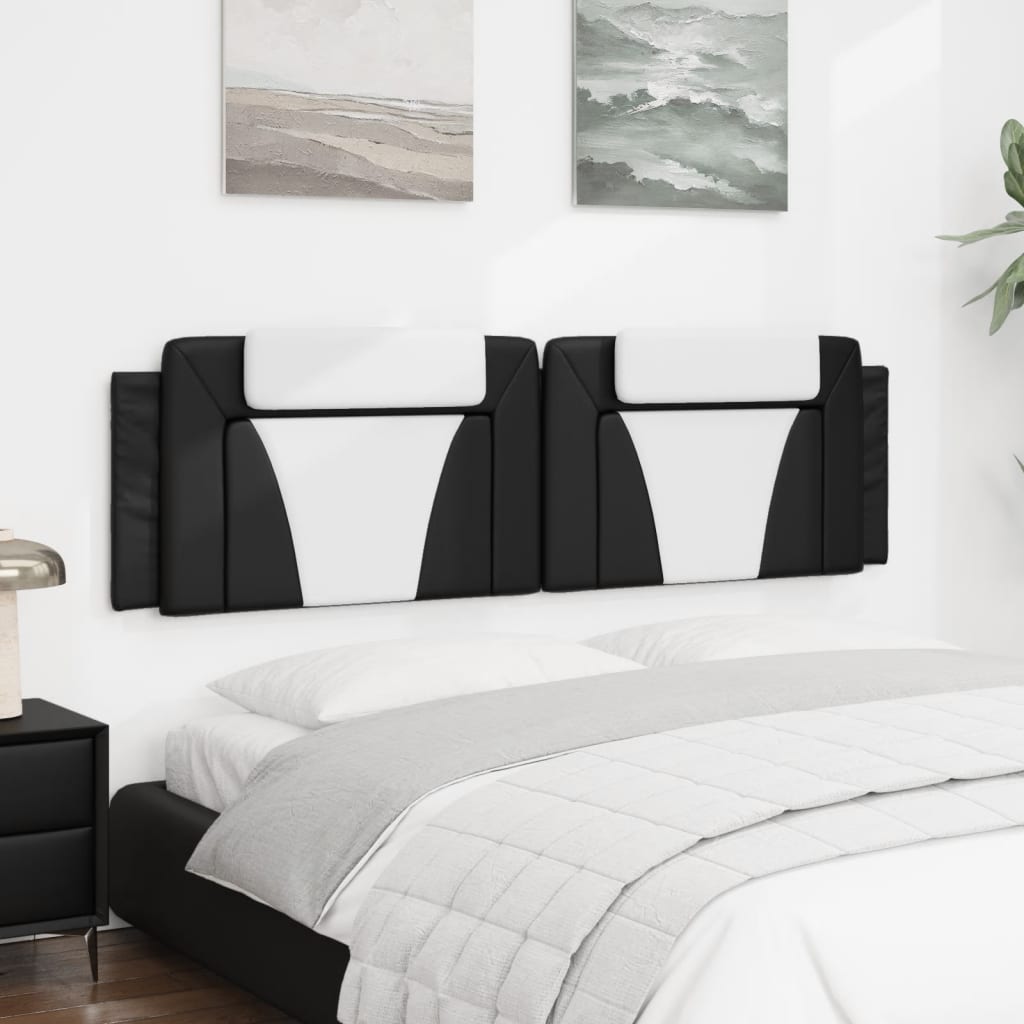 Almofadão de cabeceira viana 183 cm couro artificial preto e branco