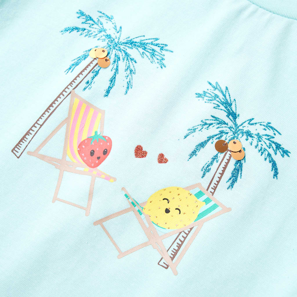 T-shirt de criança ciano-claro 128