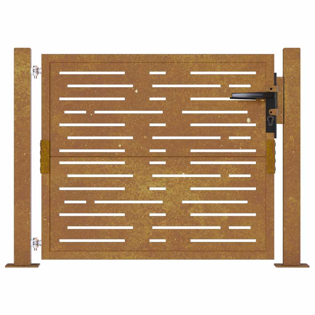 Portão de jardim 100x75 cm em aço corten com design quadrado