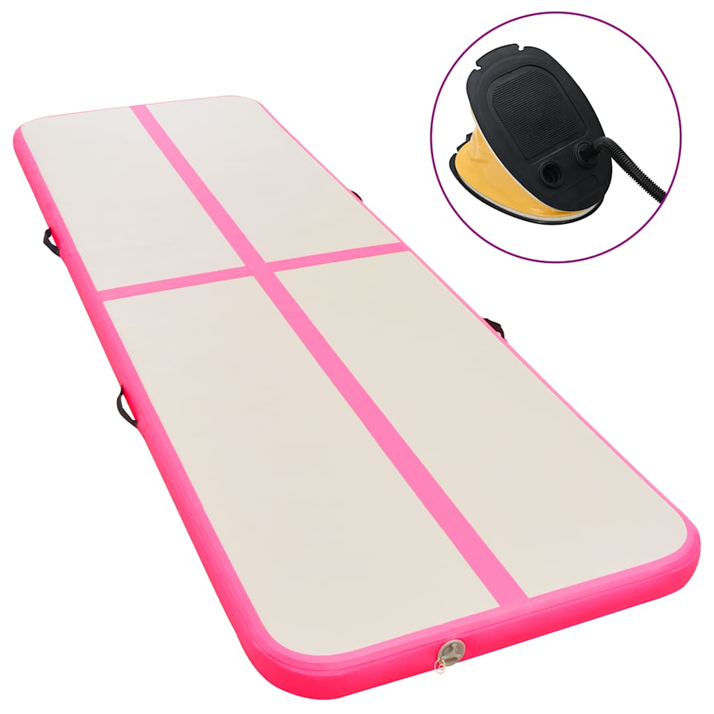 Colchão de ginástica insuflável c/ bomba 800x100x10 cm PVC rosa