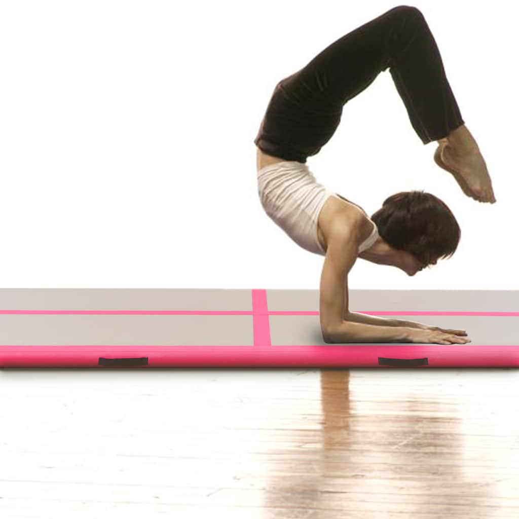 Colchão de ginástica insuflável c/ bomba 800x100x10 cm PVC rosa
