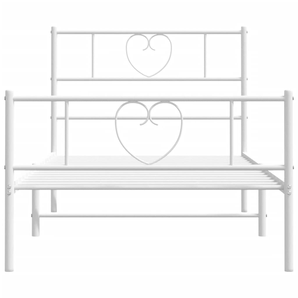 Estrutura de cama com cabeceira e pés 75x190 cm metal branco
