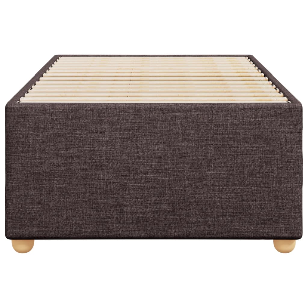 Estrutura de cama sem colchão 80x200 cm tecido castanho-escuro