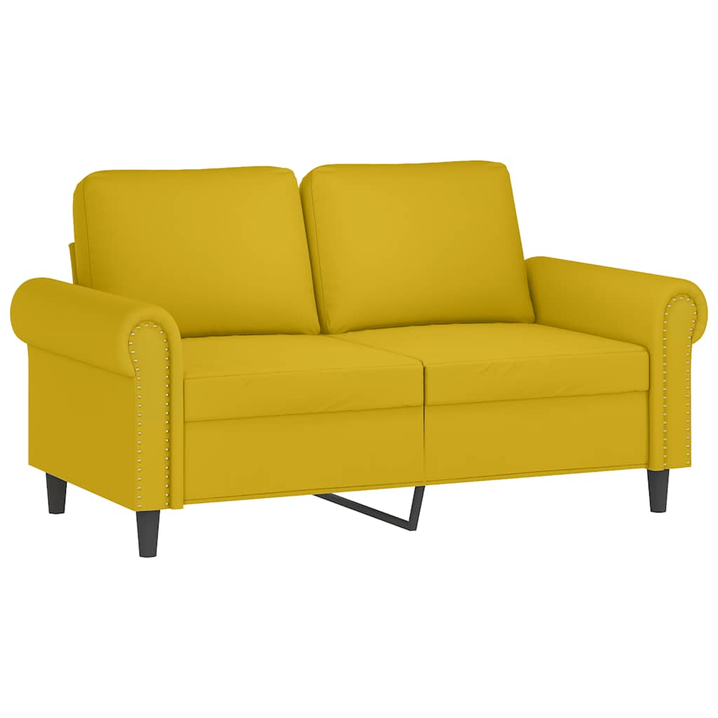 2 Pcs conjunto de sofás com almofadões veludo amarelo