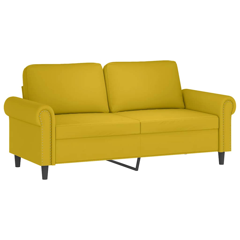 2 Pcs conjunto de sofás com almofadões veludo amarelo