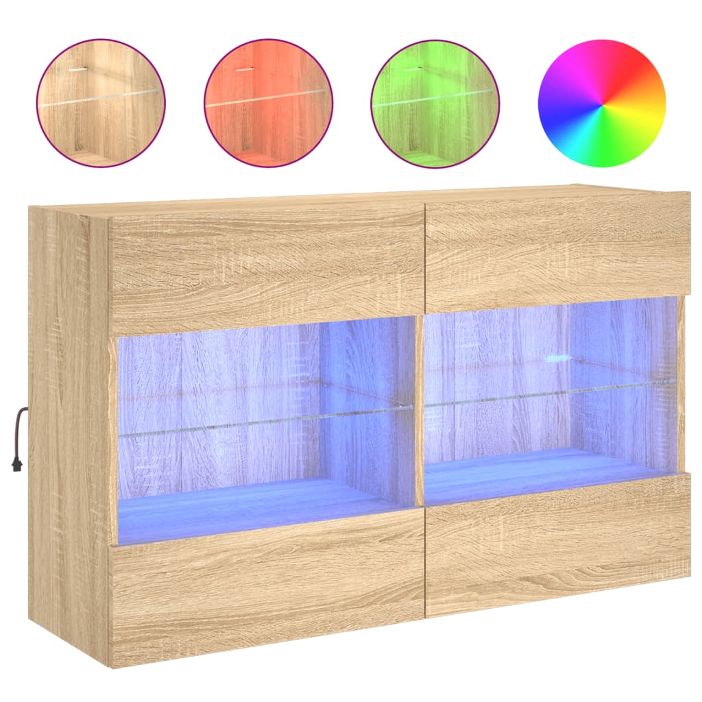 Móvel parede p/ TV c/ luzes LED 98,5x30x60,5 cm carvalho sonoma