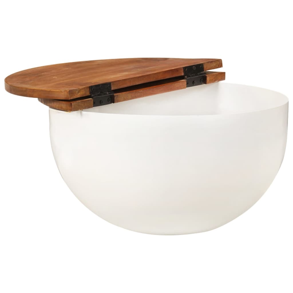Mesa de centro 50x27 cm madeira recuperada maciça branco