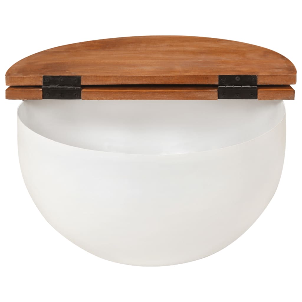 Mesa de centro 50x27 cm madeira recuperada maciça branco
