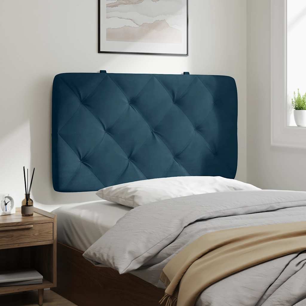 Almofadão de cabeceira 80 cm veludo azul