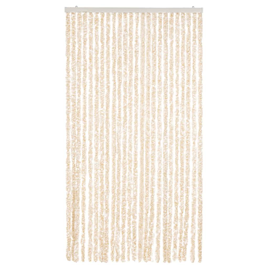 Cortina anti-insetos 100x230 cm chenille bege e branco