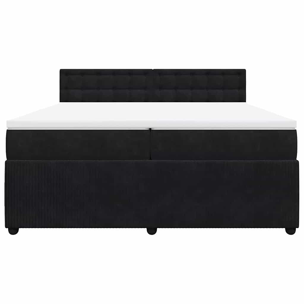 Cama com molas/colchão 200x200 cm veludo preto