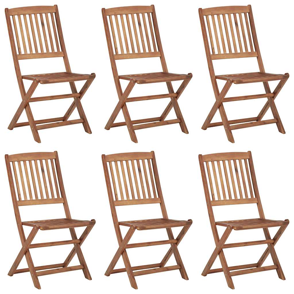 Cadeiras de jardim dobráveis c/ almofadões 6 pcs acácia maciça