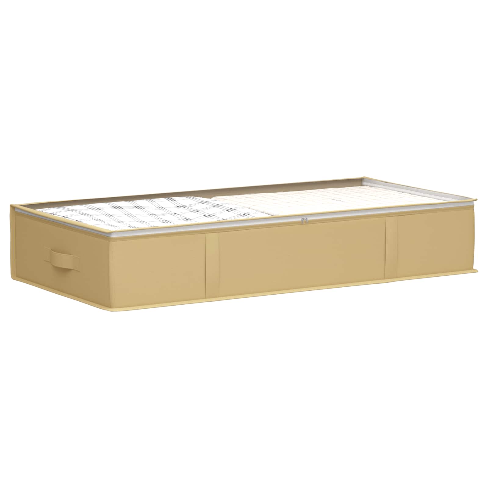 Caixa de armazenamento com janela superior transparente creme