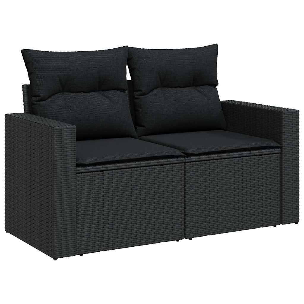 5 Pcs conjunto sofás de jardim com almofadões vime PE preto