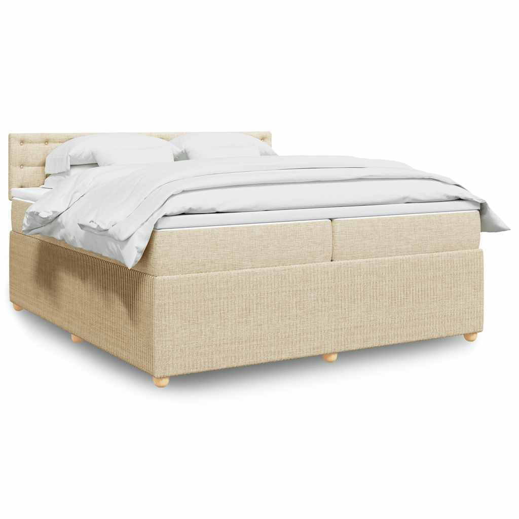 Cama com molas/colchão 200x200 cm tecido cor creme