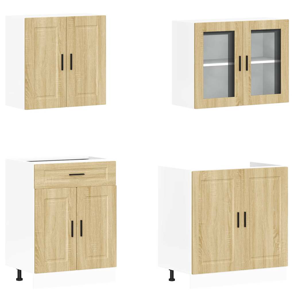 4 Peças armário de cozinha conjunto porto sonoma carvalho