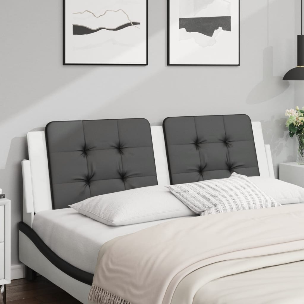 Almofadão de cabeceira zadar 160 cm couro artificial preto e branco