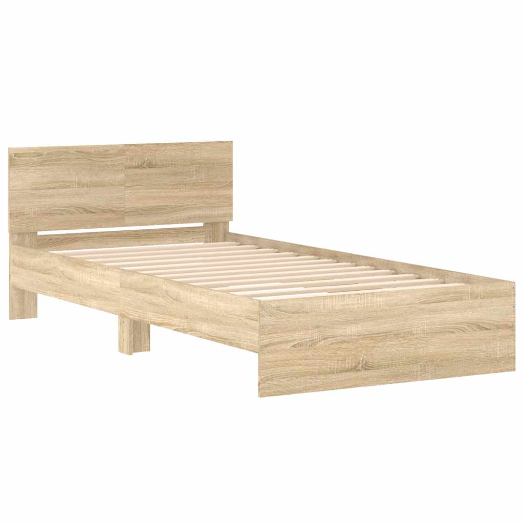 Cama sem colchão com cabeceira 100x200 cm carvalho sonoma