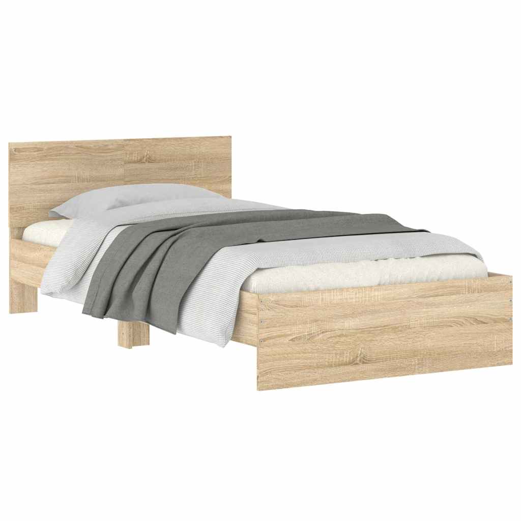 Cama sem colchão com cabeceira 100x200 cm carvalho sonoma