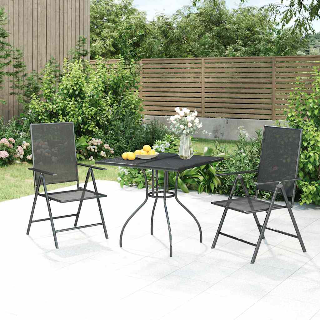 3 Pcs conjunto de jantar para jardim aço antracite