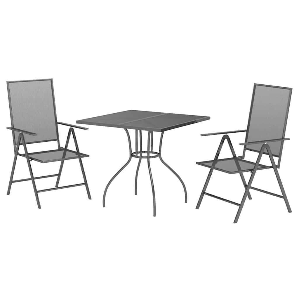 3 Pcs conjunto de jantar para jardim aço antracite