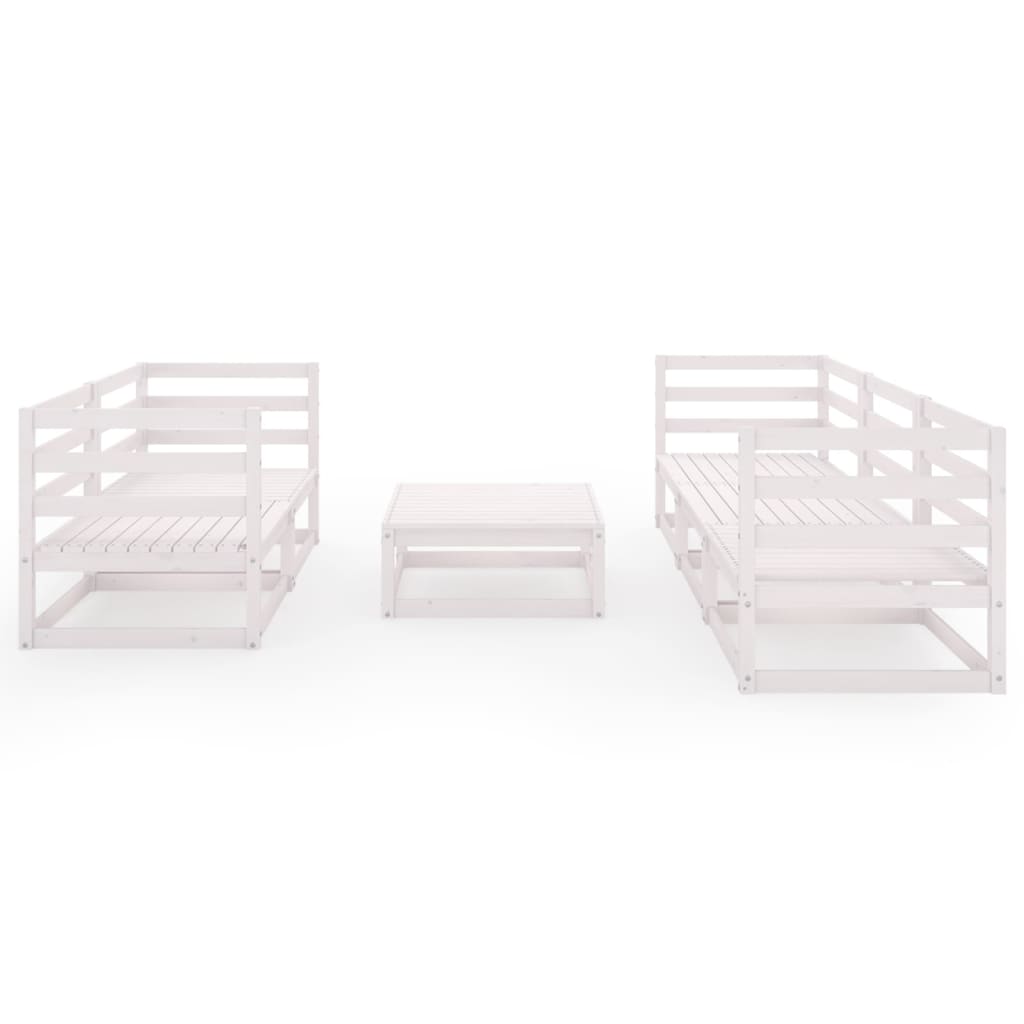 6 Pcs conjunto lounge de jardim pinho maciço branco