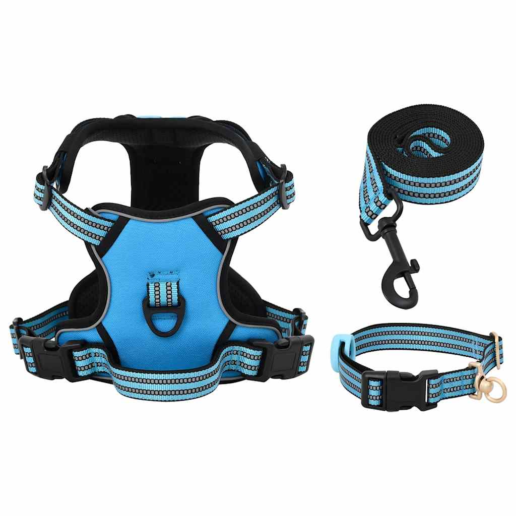 Peitoral para cães com trela e coleira ajustável l azul