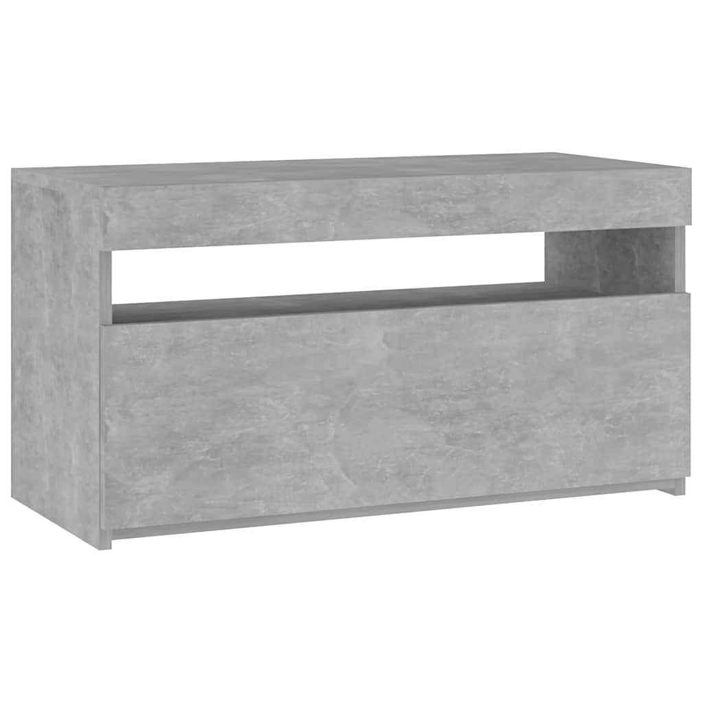 Móvel de TV com luzes LED 75x35x40 cm cinzento cimento