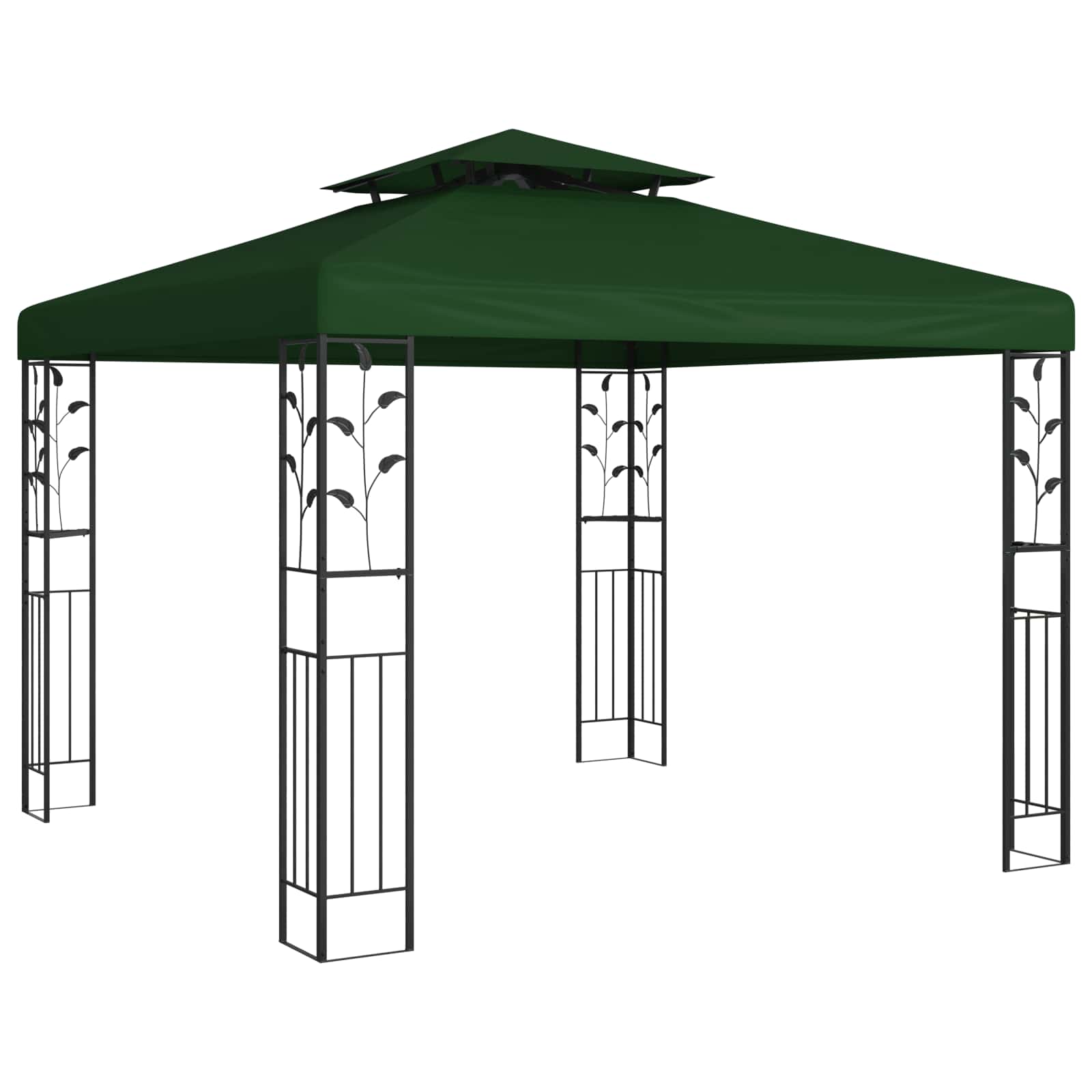 Gazebo 3 x 3 x 2,68 m verde poliéster e aço