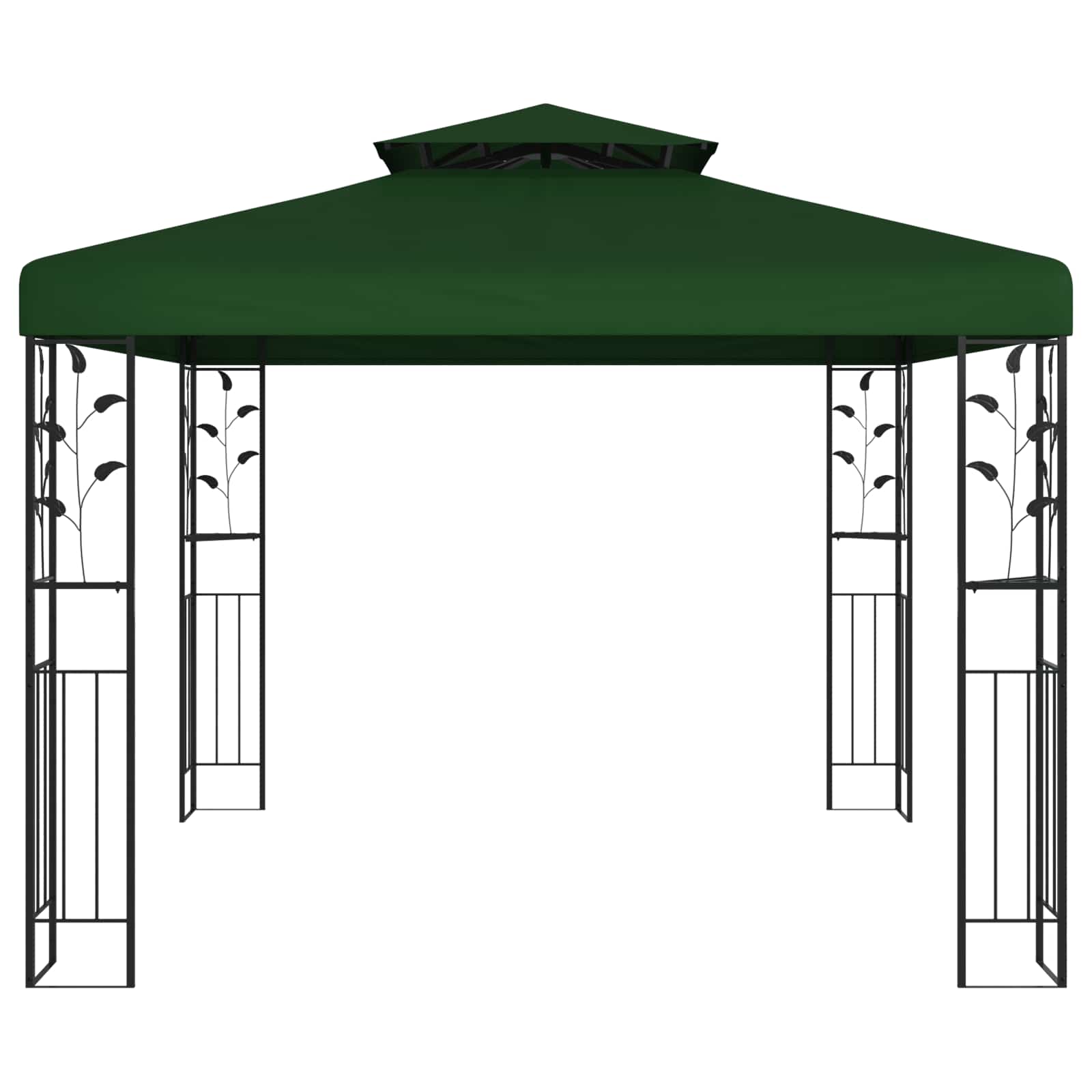 Gazebo 3 x 3 x 2,68 m verde poliéster e aço