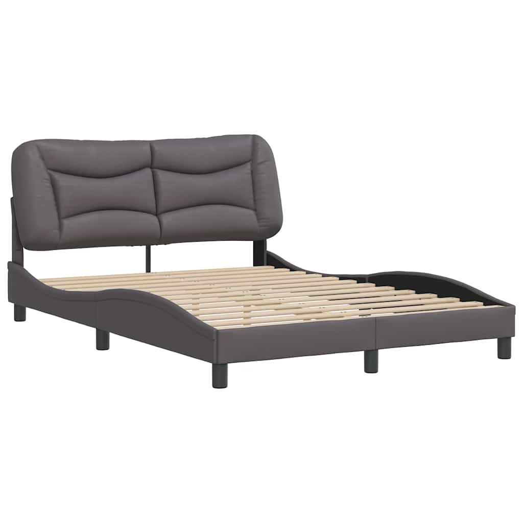 Estrutura de cama sem colchão hvar 140x190cm couro artificial cinzento
