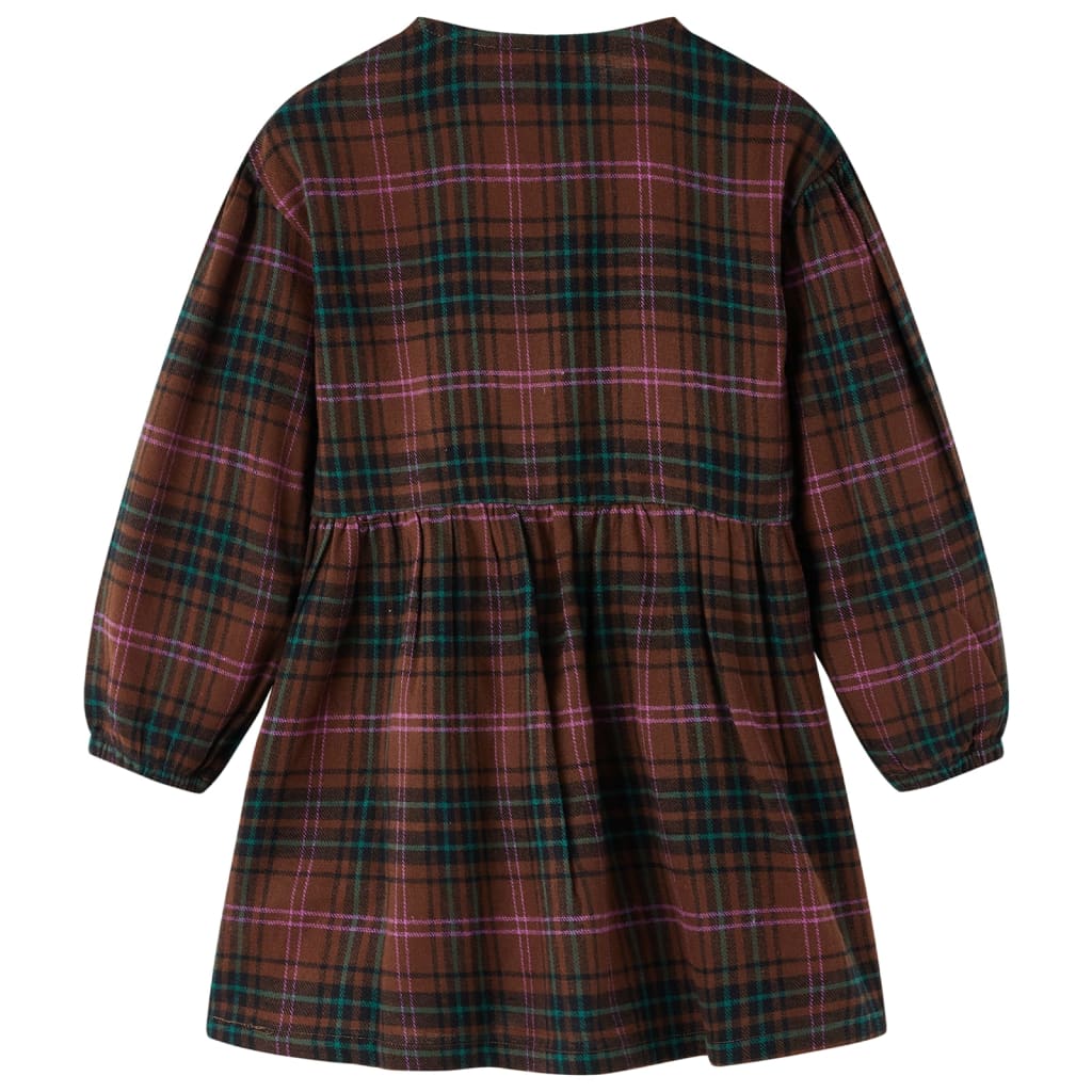 Vestido de criança com mangas compridas cor conhaque 128