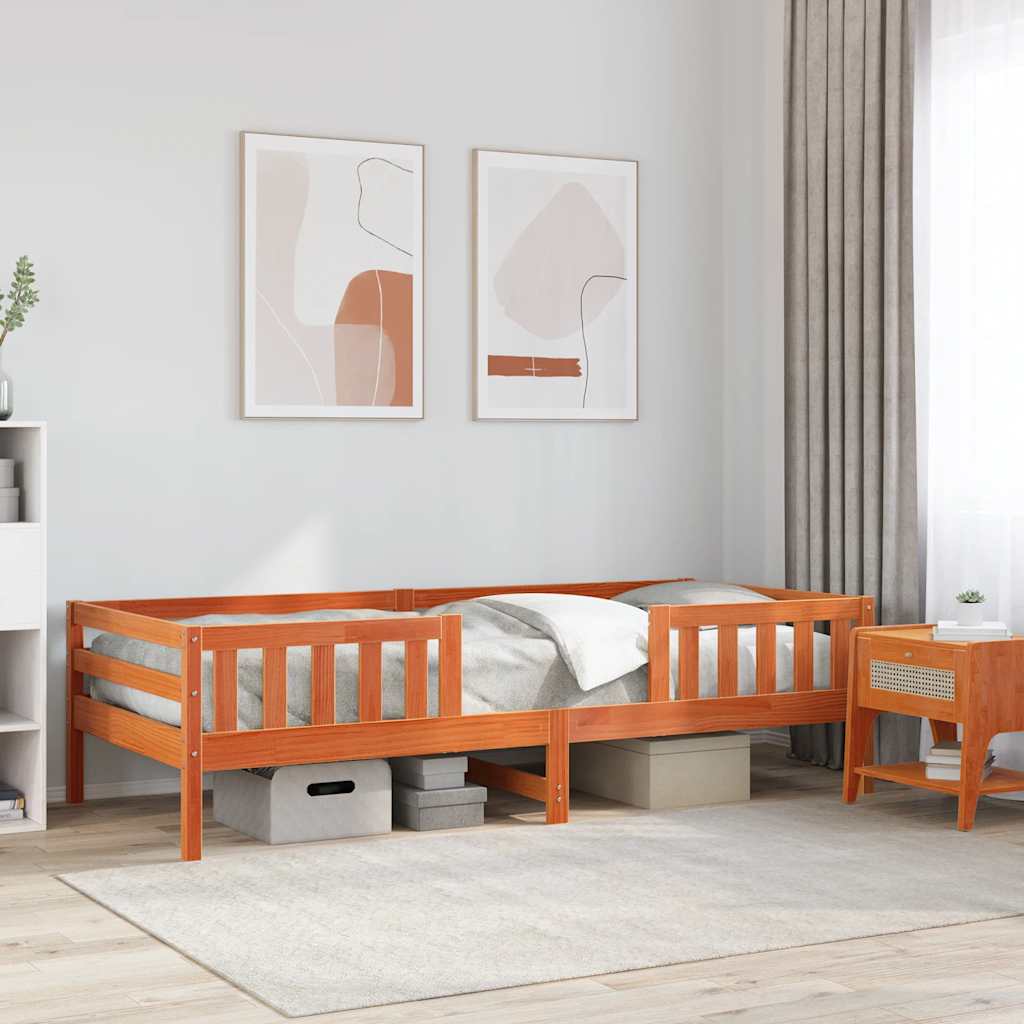 Cama sem colchão 90x190 cm madeira de pinho maciça castanho-mel