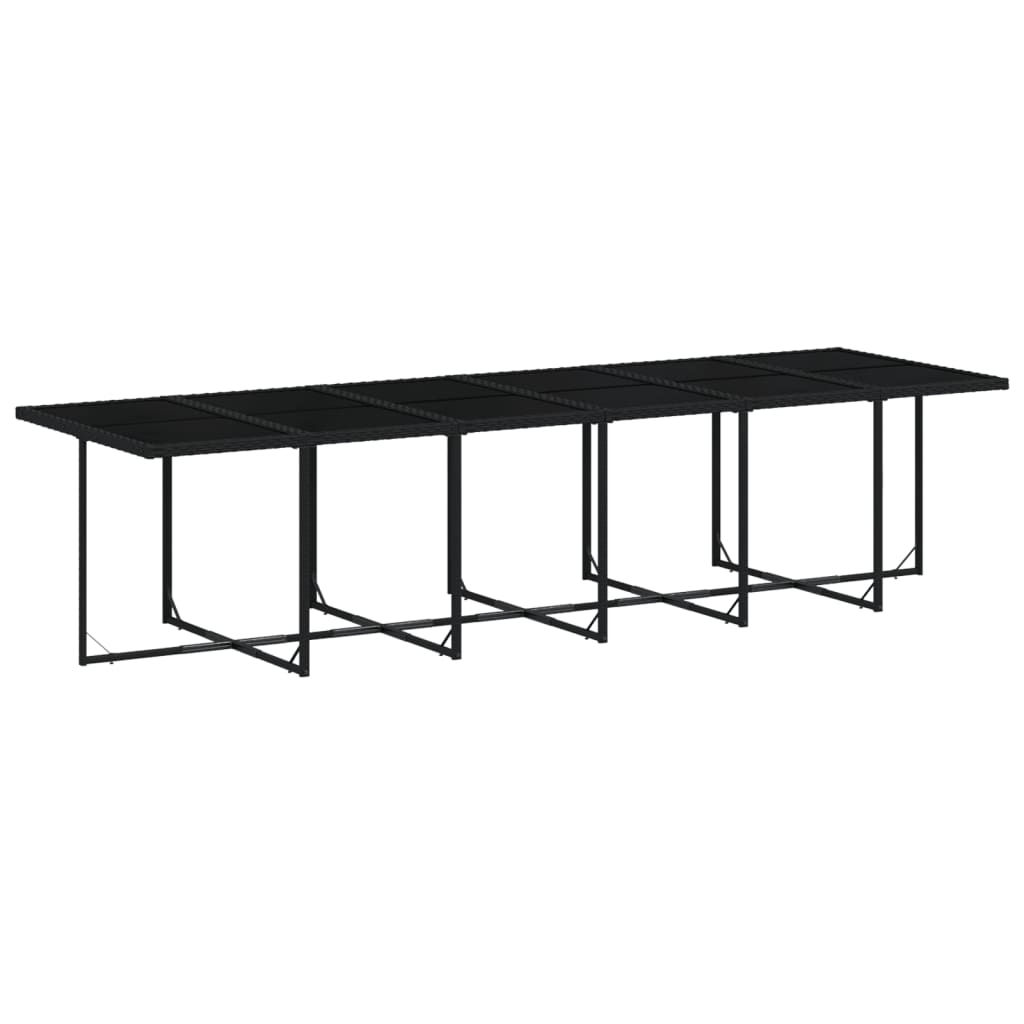 13 Pcs conjunto de jantar p/jardim com almofadões vime PE preto