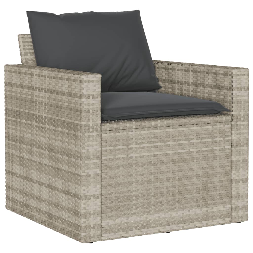 4 Pcs conj. sofás jardim c/ almofadões vime PE cinzento-claro