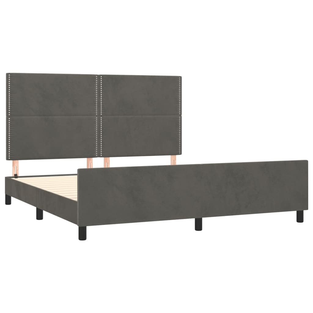 Estrutura de cama sem colchão 160x200 cm veludo cinzento-escuro