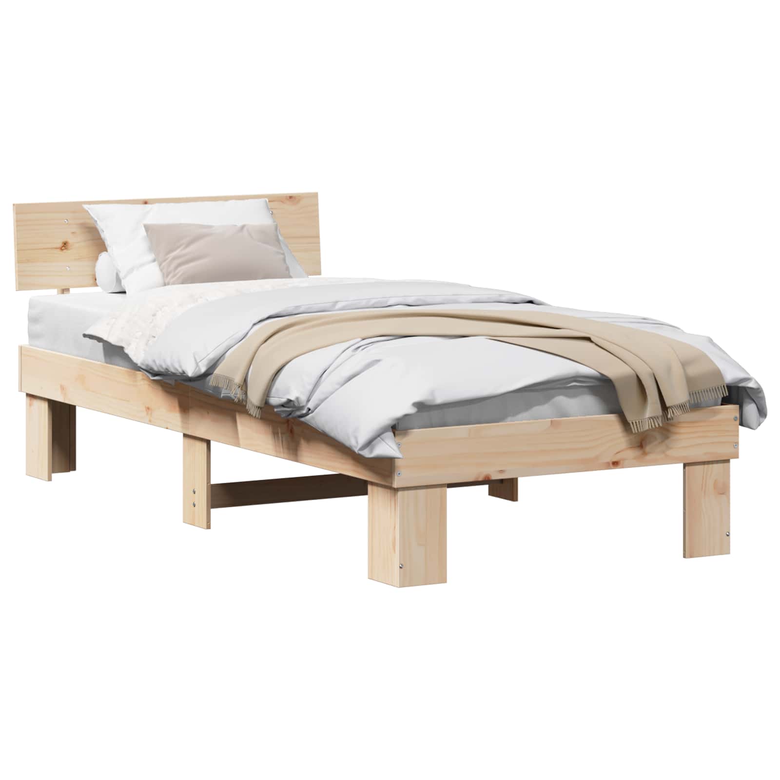 Estrutura da cama com cabeceira natural 75 x 190 cm