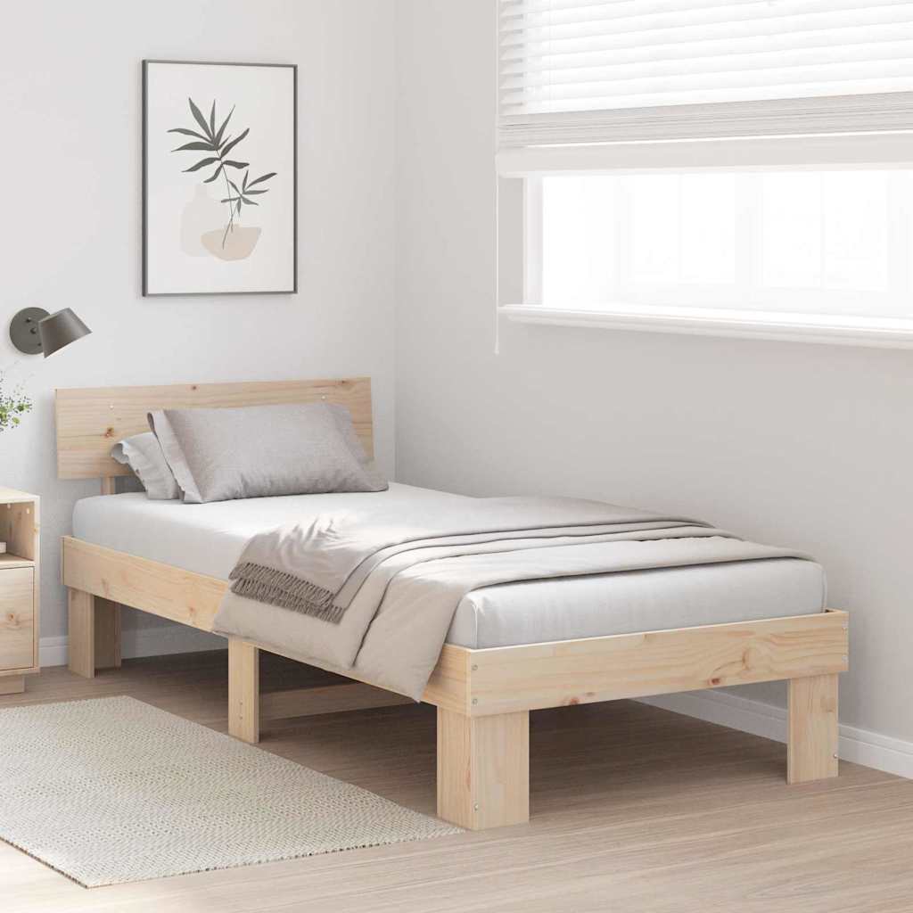 Estrutura da cama com cabeceira natural 75 x 190 cm