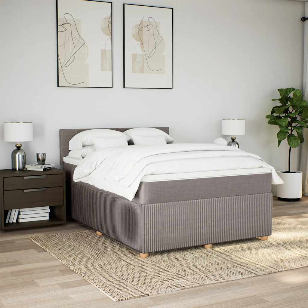 Cama com molas/colchão 160x200 cm tecido castanho-acinzentado