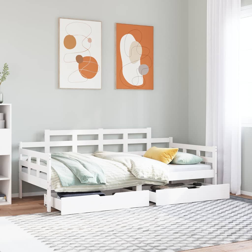 Sofá-cama com gavetas 80x200 cm madeira de pinho maciça